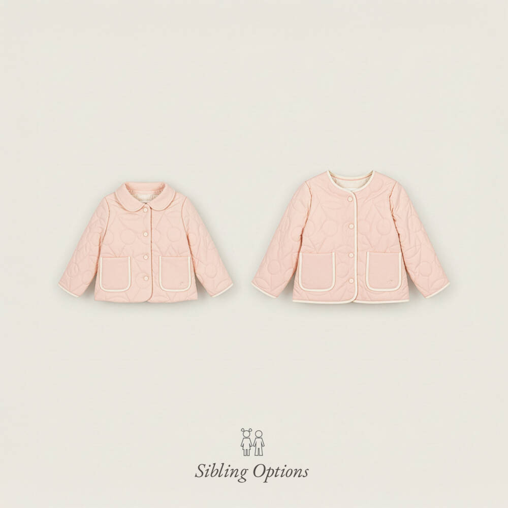 Bonpoint-Куртка розовая стеганая с логотипом вишни для девочек | Childrensalon