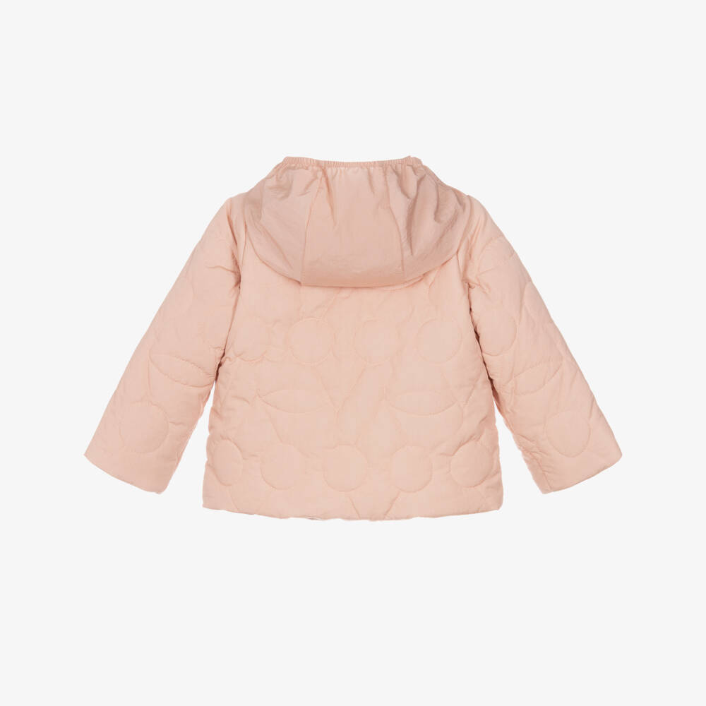 Bonpoint-Girls Blush Pink Cherry Quilted Jacket | Childrensalon