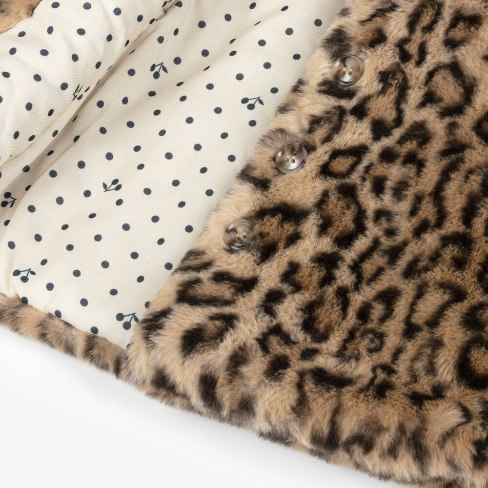 Bonpoint-Girls Brown Leopard Faux Fur Coat | Childrensalon