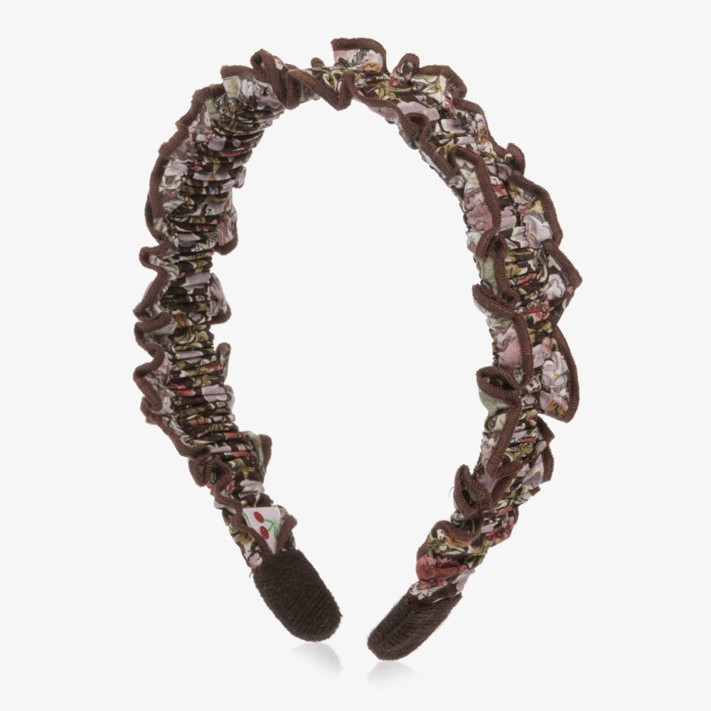 Bonpoint-Girls Brown & Lilac Floral Hairband in Liberty Fabric | Childrensalon