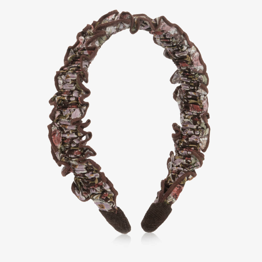 Bonpoint-Girls Brown & Lilac Floral Hairband in Liberty Fabric | Childrensalon