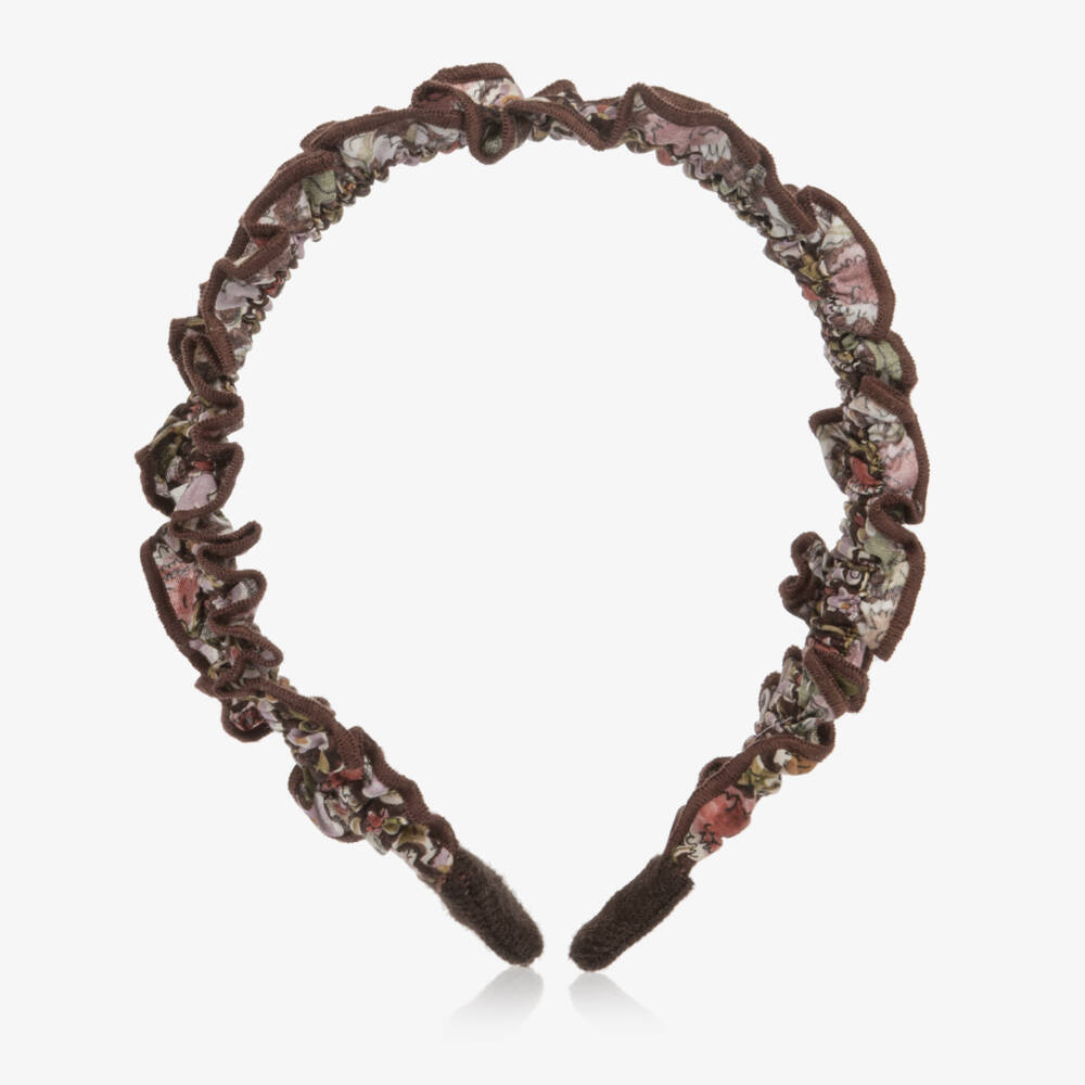 Bonpoint-Girls Brown & Lilac Floral Hairband in Liberty Fabric | Childrensalon