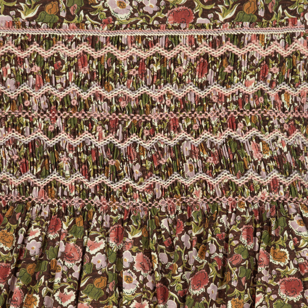 Bonpoint-Girls Brown Tana Lawn Floral Liberty Fabric Dress | Childrensalon