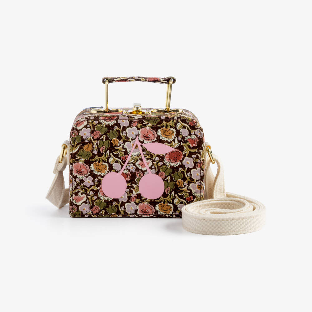 Bonpoint-Girls Burgundy Liberty Fabric Aimane Bag (12cm) | Childrensalon