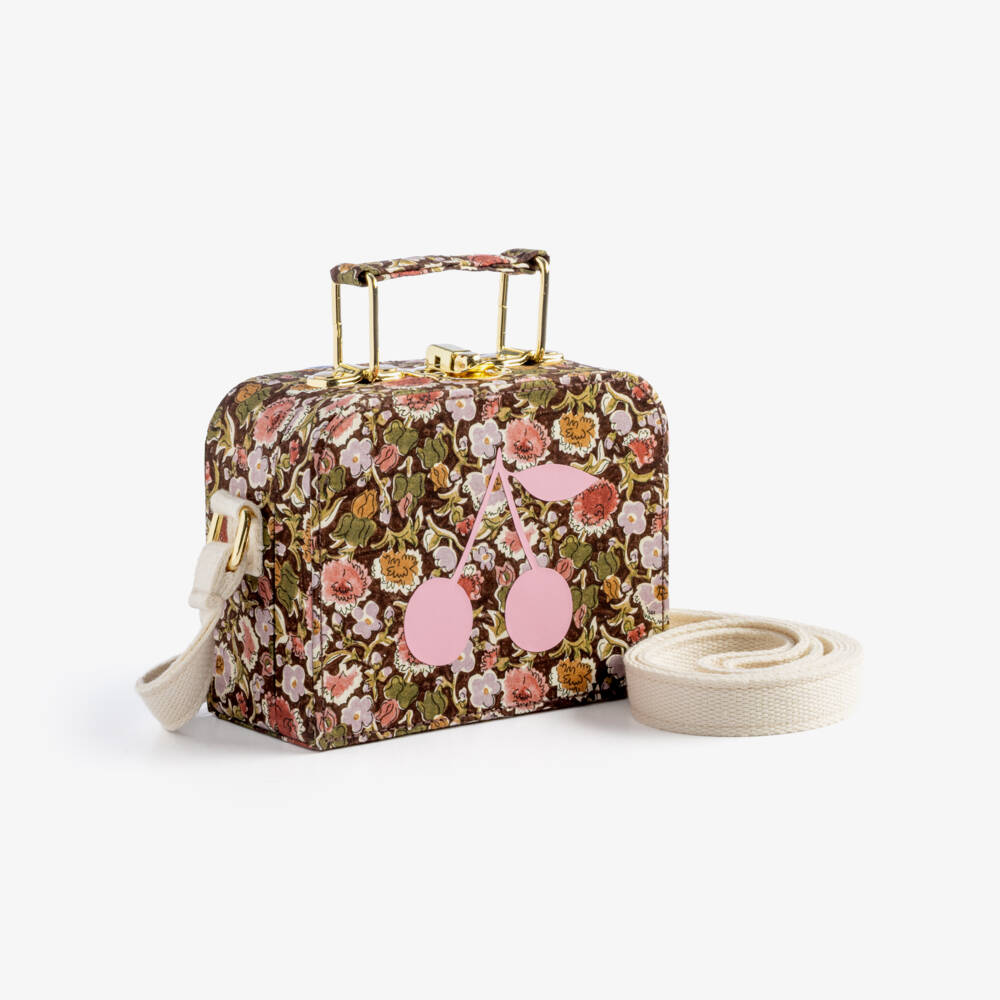 Bonpoint-Girls Burgundy Liberty Fabric Aimane Bag (12cm) | Childrensalon