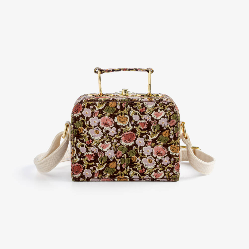 Bonpoint-Girls Burgundy Liberty Fabric Aimane Bag (12cm) | Childrensalon