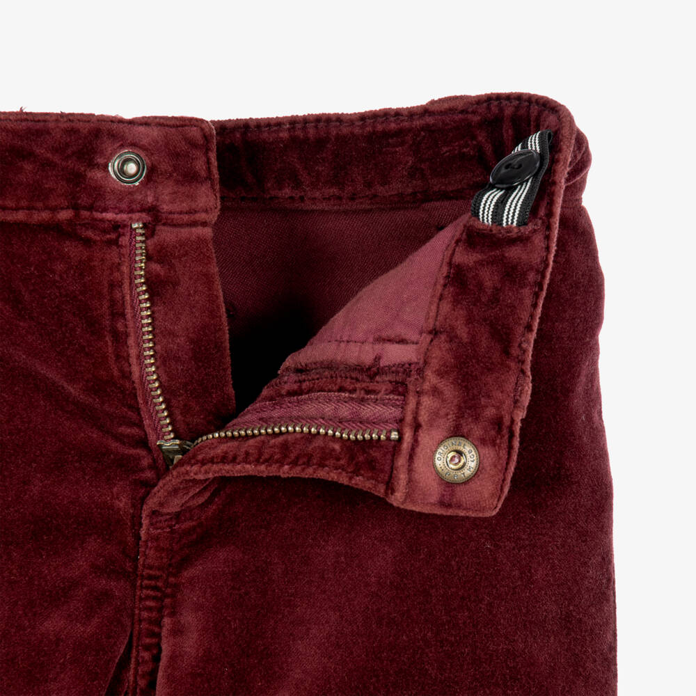 Bonpoint-Girls Burgundy Velvet Trousers | Childrensalon