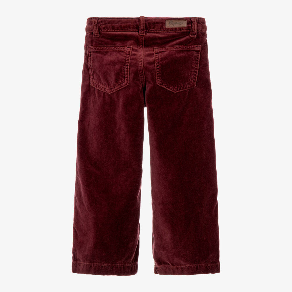 Bonpoint-Girls Burgundy Velvet Trousers | Childrensalon