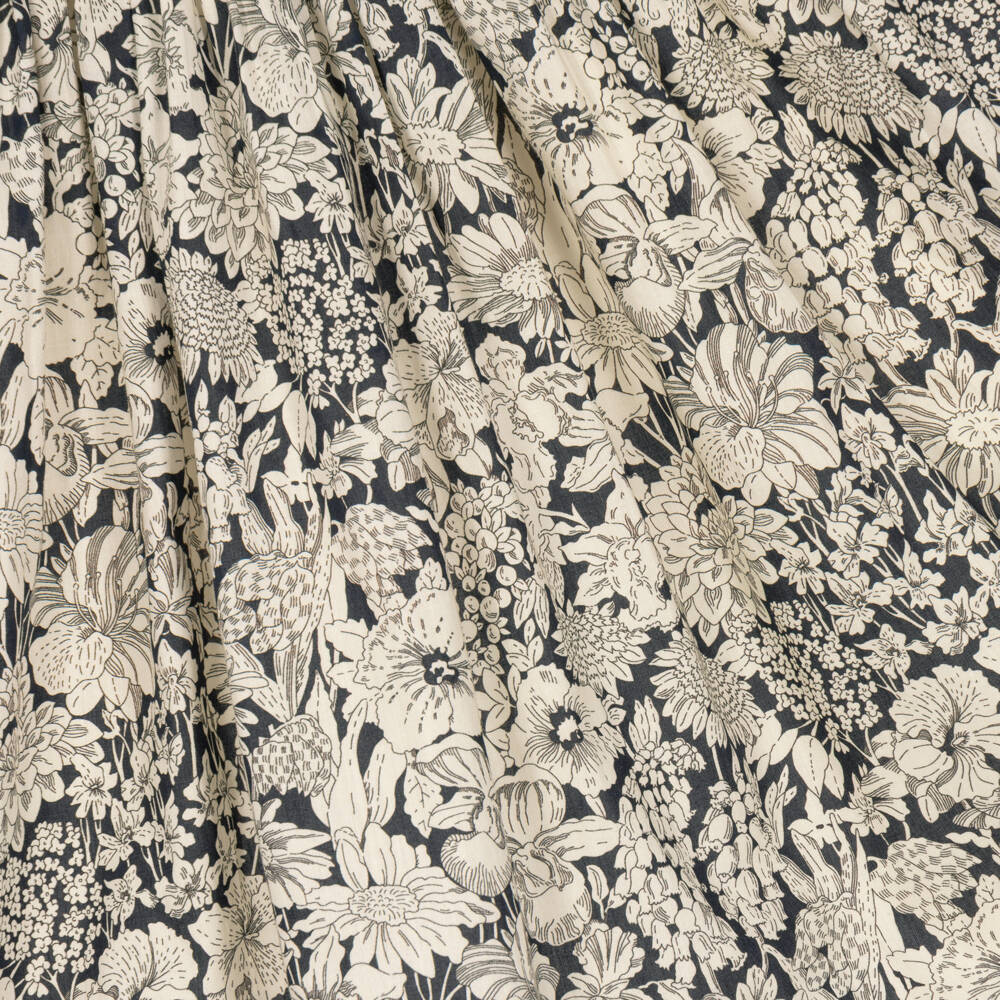Bonpoint-Girls Dark Blue & Beige Hand-Smocked Dress in Liberty Fabric | Childrensalon