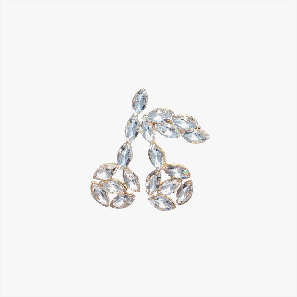 Bonpoint-Girls Gold Crystal Cherry Brooch Pin (4cm) | Childrensalon