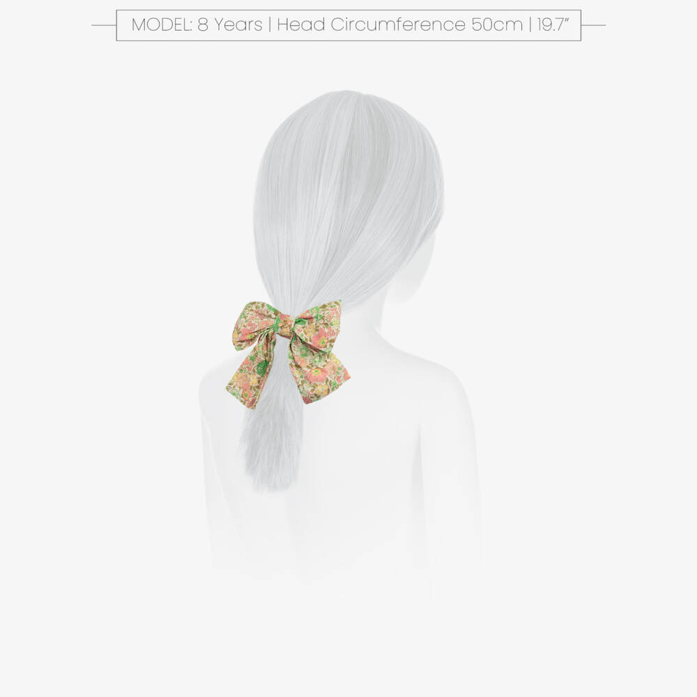 Bonpoint-Скранч зелёно-розовый из хлопка с принтом Liberty (10см) | Childrensalon