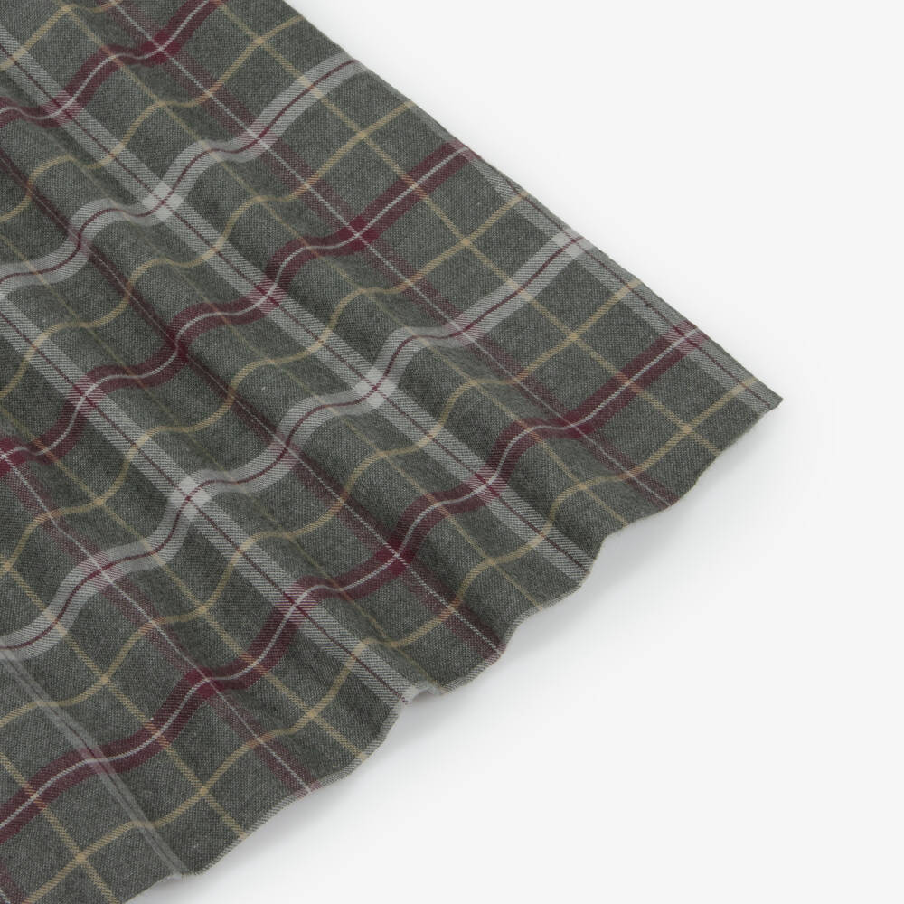 Bonpoint-Girls Grey Checked Cotton Dress with Ruffle Lace Collar | Childrensalon