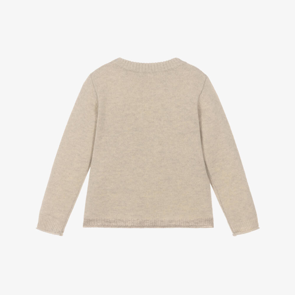Bonpoint-Girls Grey Wool Bonpoint Café Sweater | Childrensalon