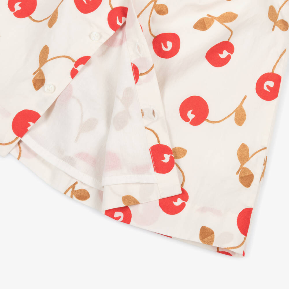 Bonpoint-Girls Ivory Cherry Print Cotton Poplin Dress | Childrensalon