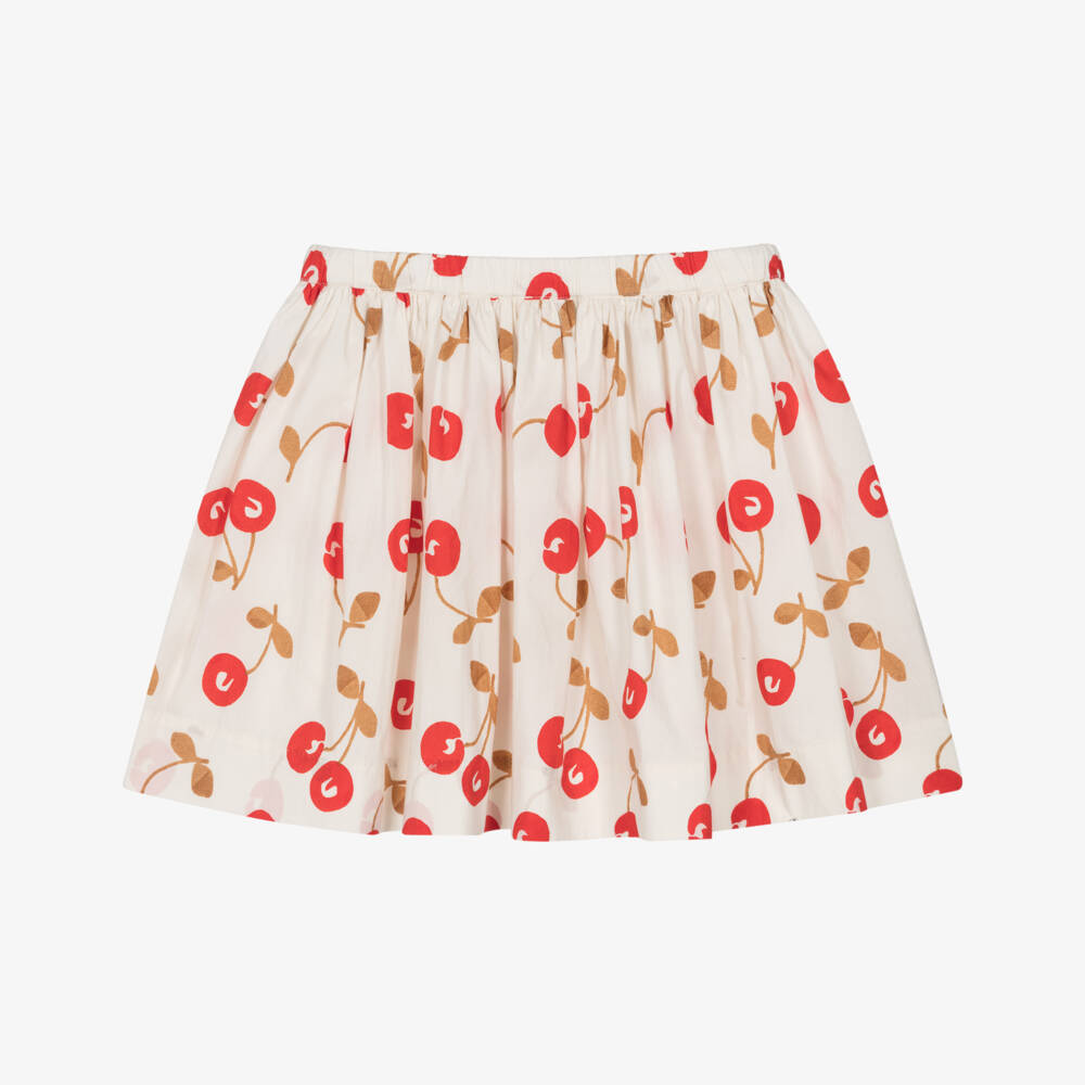 Bonpoint-Girls Ivory Cherry Print Cotton Poplin Dress | Childrensalon