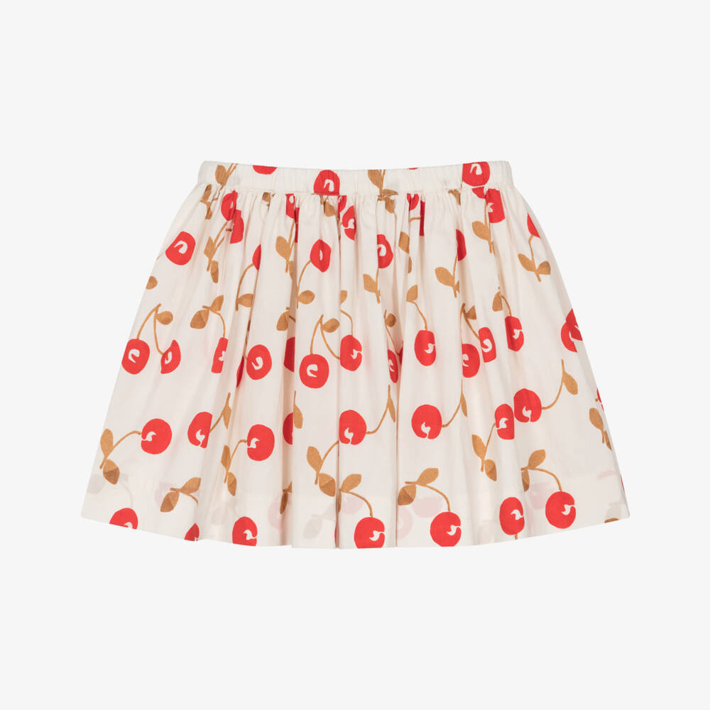Bonpoint-Girls Ivory Cherry Print Cotton Poplin Dress | Childrensalon