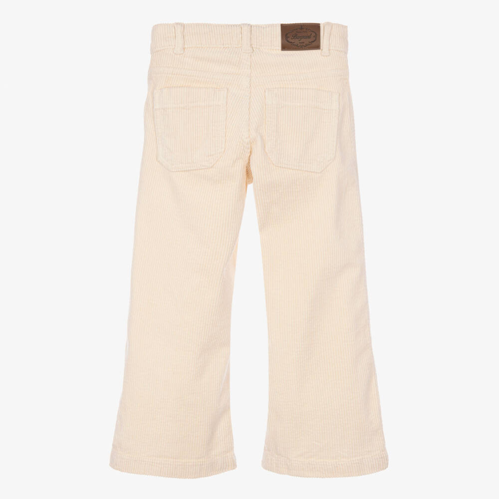 Bonpoint-Girls Ivory Corduroy Wide Leg Trousers | Childrensalon