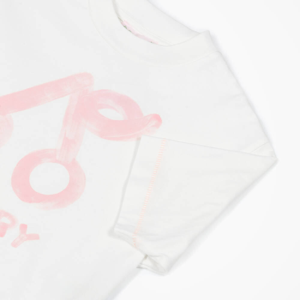 Bonpoint-Girls Ivory Cotton Cherry Logo T-Shirt | Childrensalon