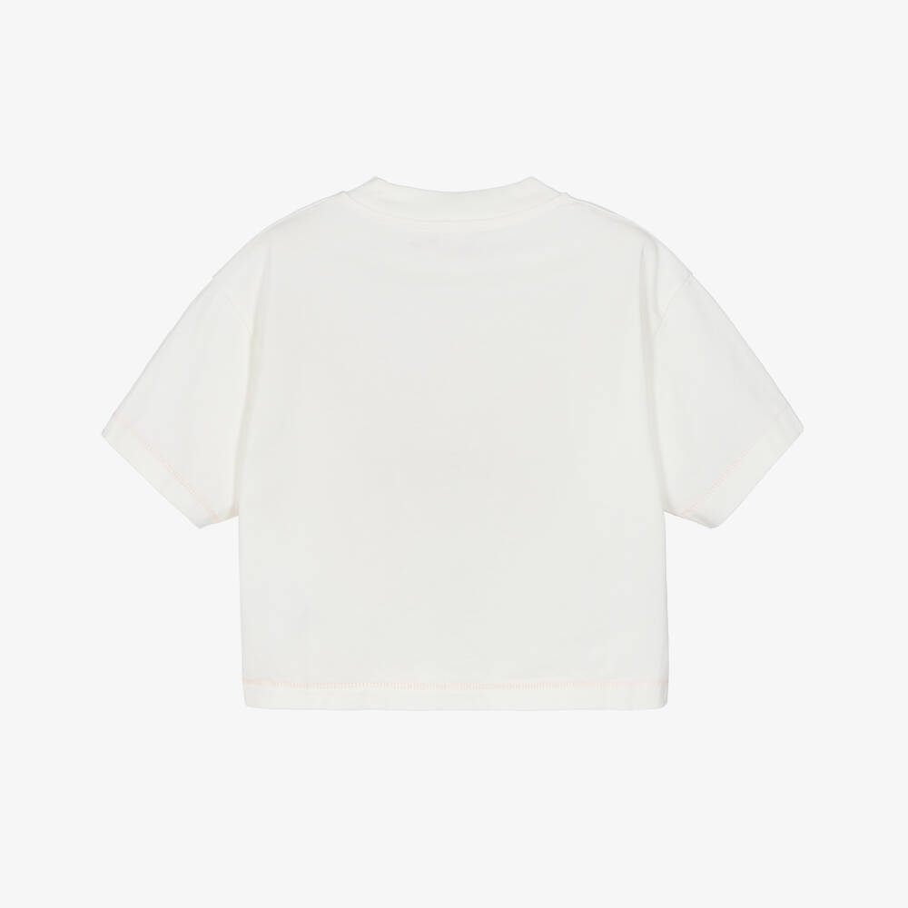 Bonpoint-Футболка кремовая хлопковая с вишневым логотипом для девочек | Childrensalon