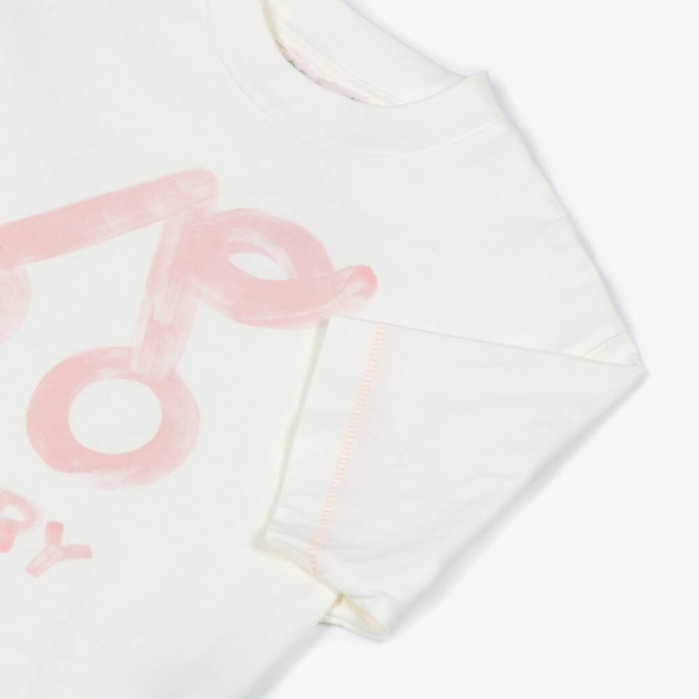 Bonpoint-Футболка кремовая хлопковая с вишневым логотипом для девочек | Childrensalon