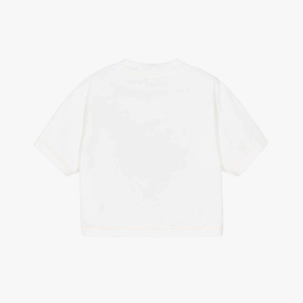 Bonpoint-Girls Ivory Cotton Cherry Logo T-Shirt | Childrensalon