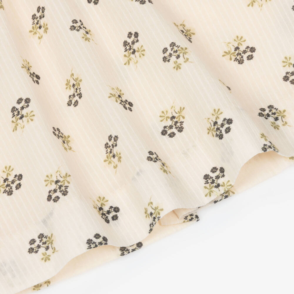 Bonpoint-Girls Ivory Cotton Dress with Black Floral Print | Childrensalon