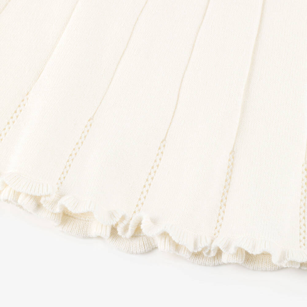 Bonpoint-Girls Ivory Cotton Knit Polo Dress | Childrensalon