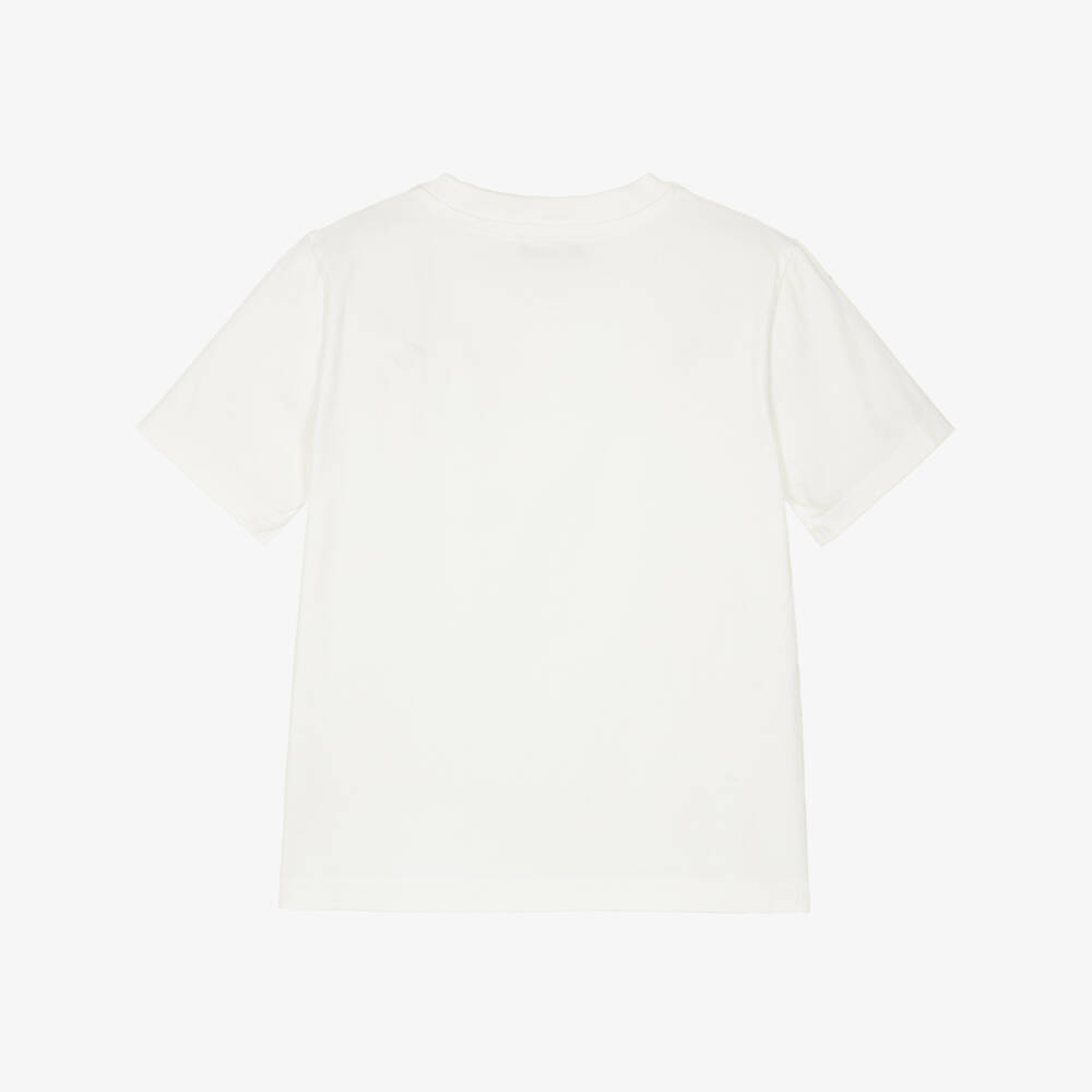 Bonpoint-Girls Ivory Cotton T-Shirt with Red & Yellow Cherry Prints | Childrensalon