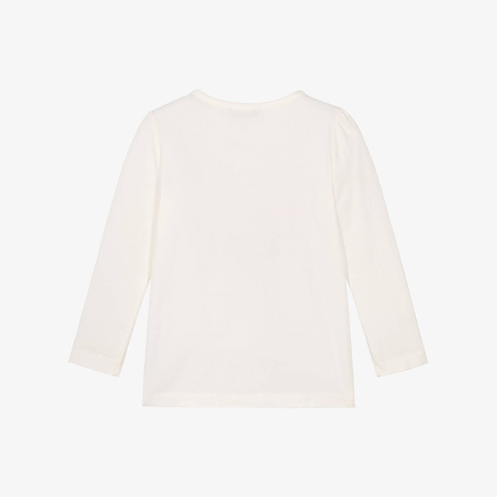 Bonpoint-Girls Ivory Cotton Top with Cherry Embroidery | Childrensalon