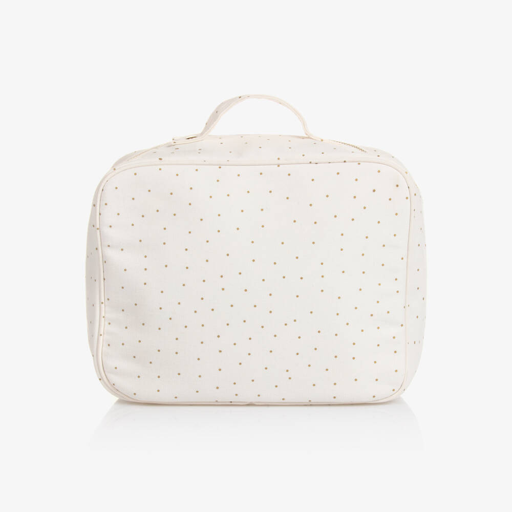 Bonpoint-Girls Ivory & Gold Polka Dot Medium Wash Bag | Childrensalon