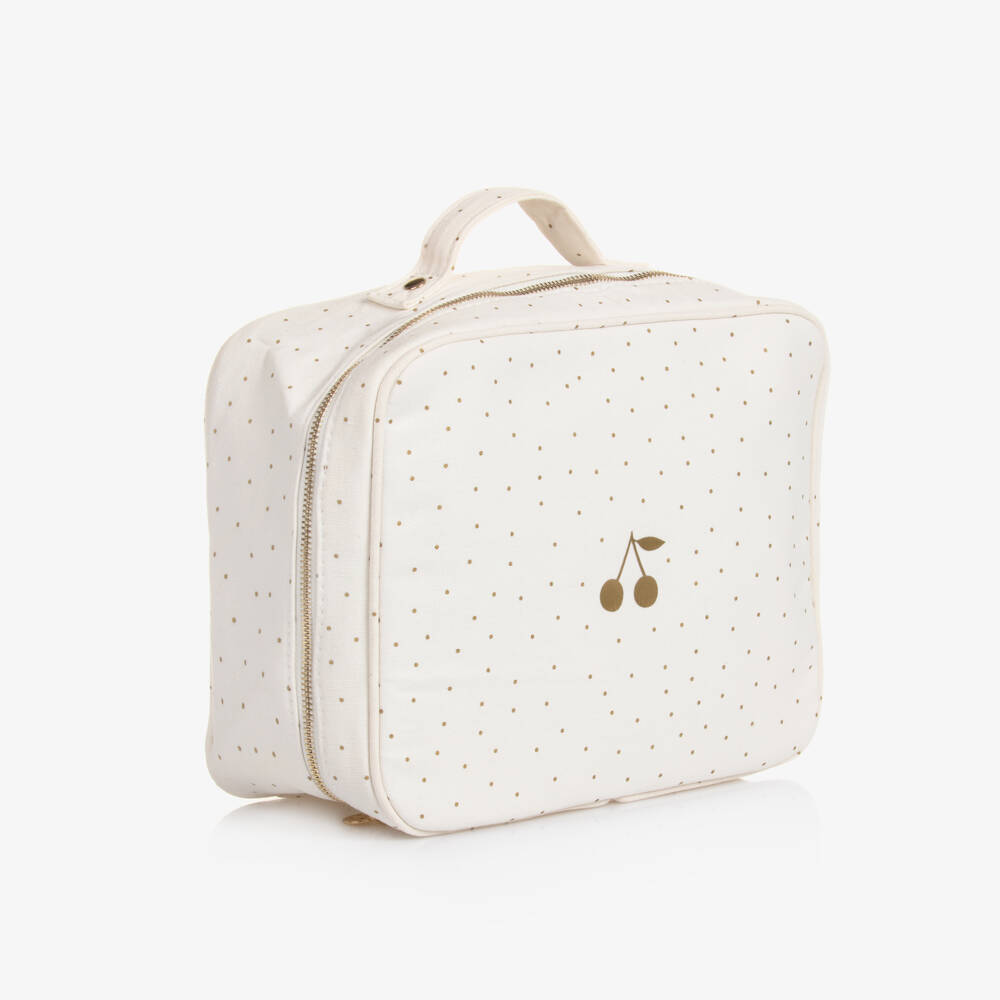 Bonpoint-Girls Ivory & Gold Polka Dot Medium Wash Bag | Childrensalon
