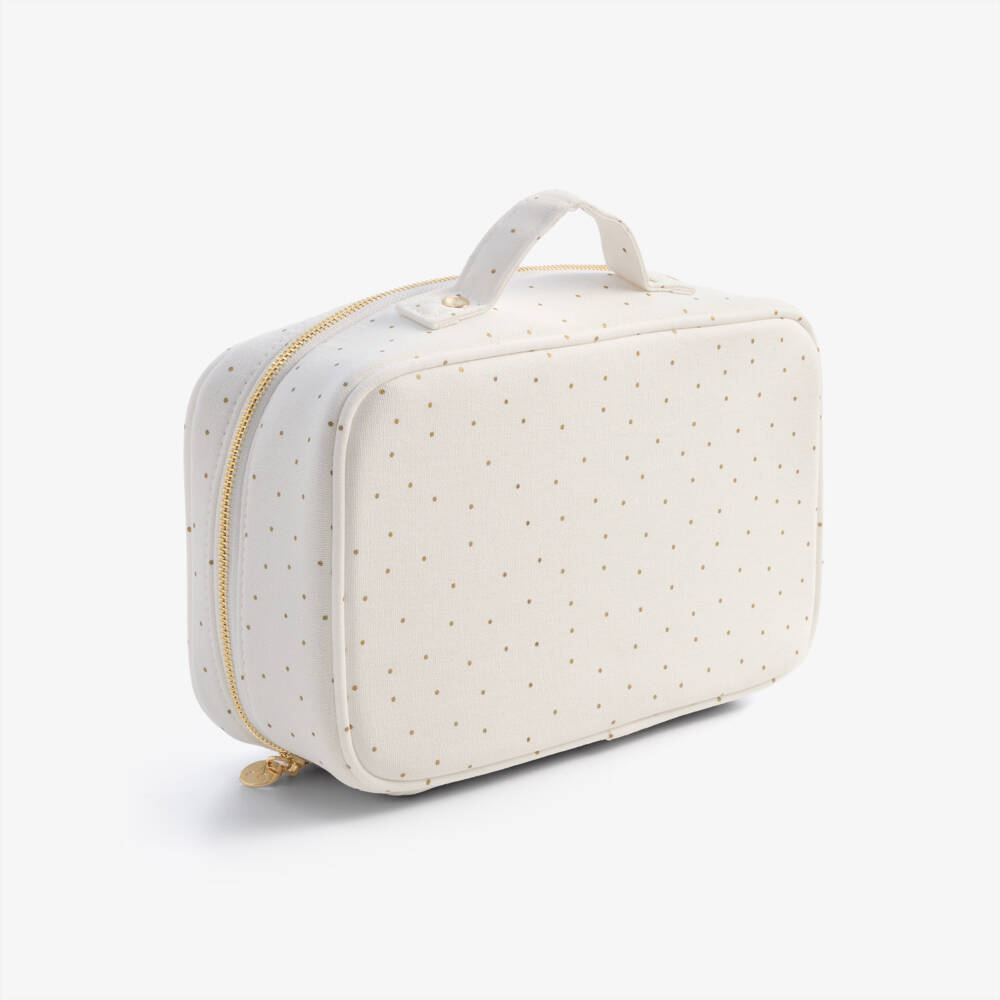 Bonpoint-Girls Ivory & Gold Polka Dot Medium Wash Bag | Childrensalon