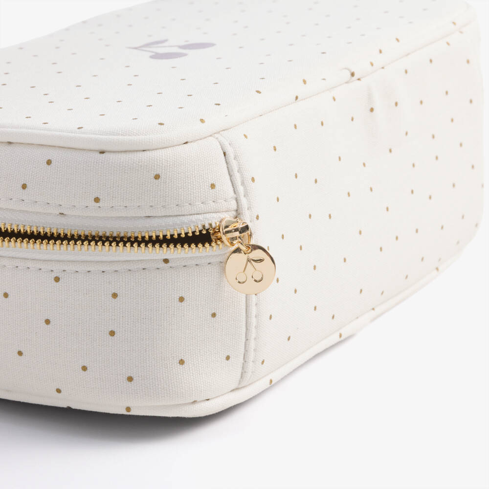 Bonpoint-Girls Ivory & Gold Polka Dot Medium Wash Bag | Childrensalon