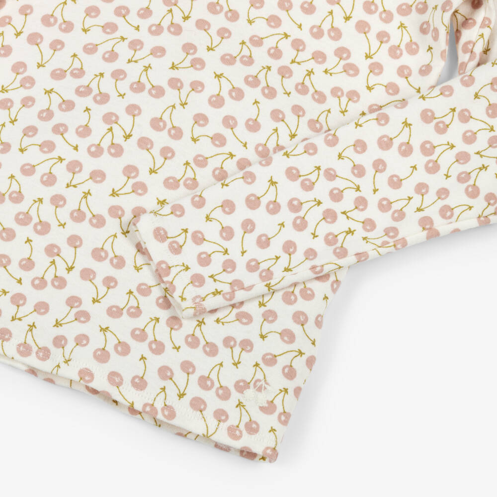 Bonpoint-Girls Ivory & Pink Cotton Cherry Print Roll Neck Jumper | Childrensalon