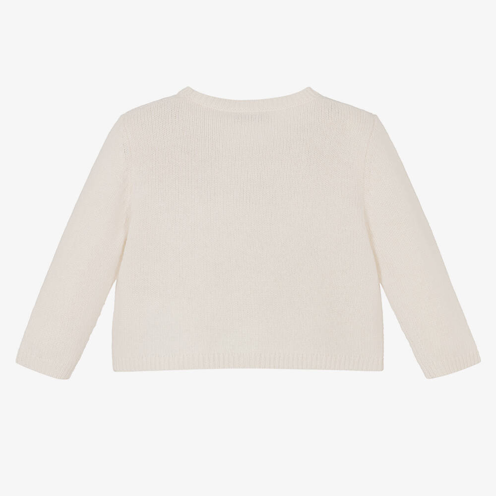 Bonpoint-Girls Ivory Pure Cashmere Cardigan | Childrensalon