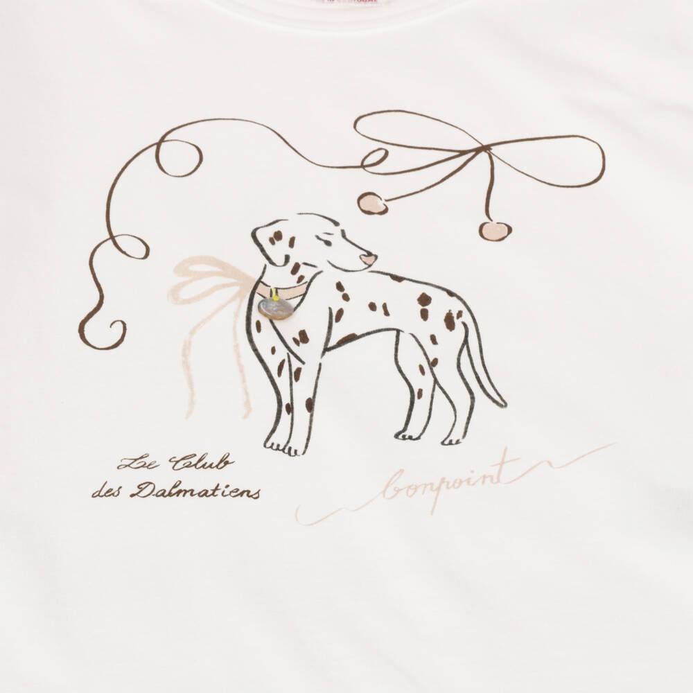 Bonpoint-Girls Ivory Top with Dalmation Print | Childrensalon