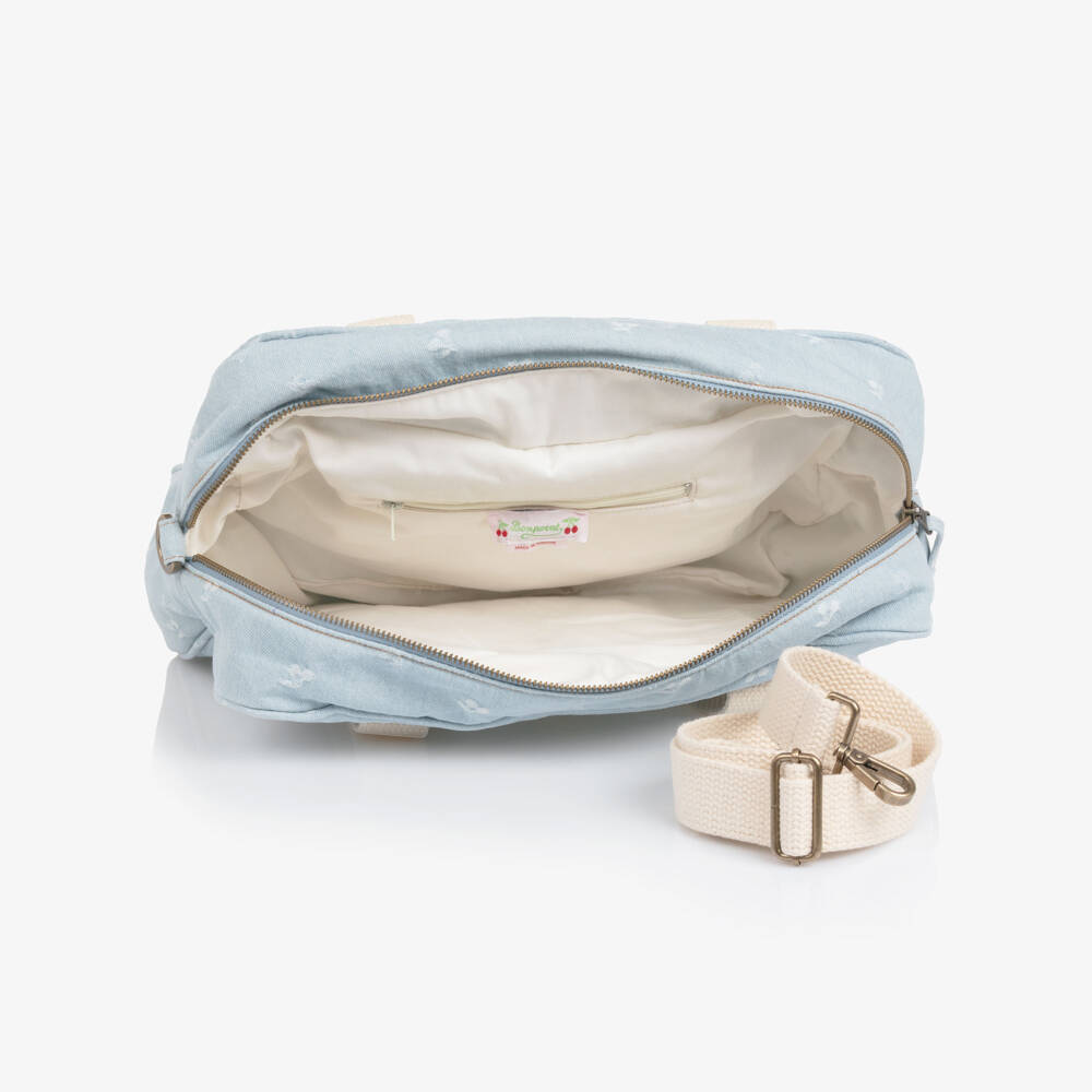 Bonpoint-Girls Light Blue Denim Cherry Bag (34cm) | Childrensalon