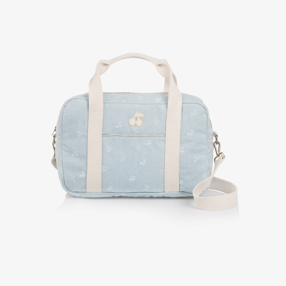 Bonpoint-Girls Light Blue Denim Cherry Bag (34cm) | Childrensalon