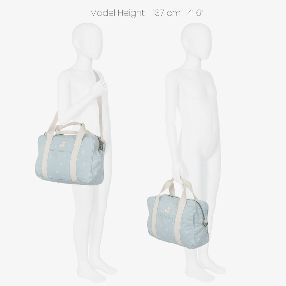 Bonpoint-Girls Light Blue Denim Cherry Bag (34cm) | Childrensalon