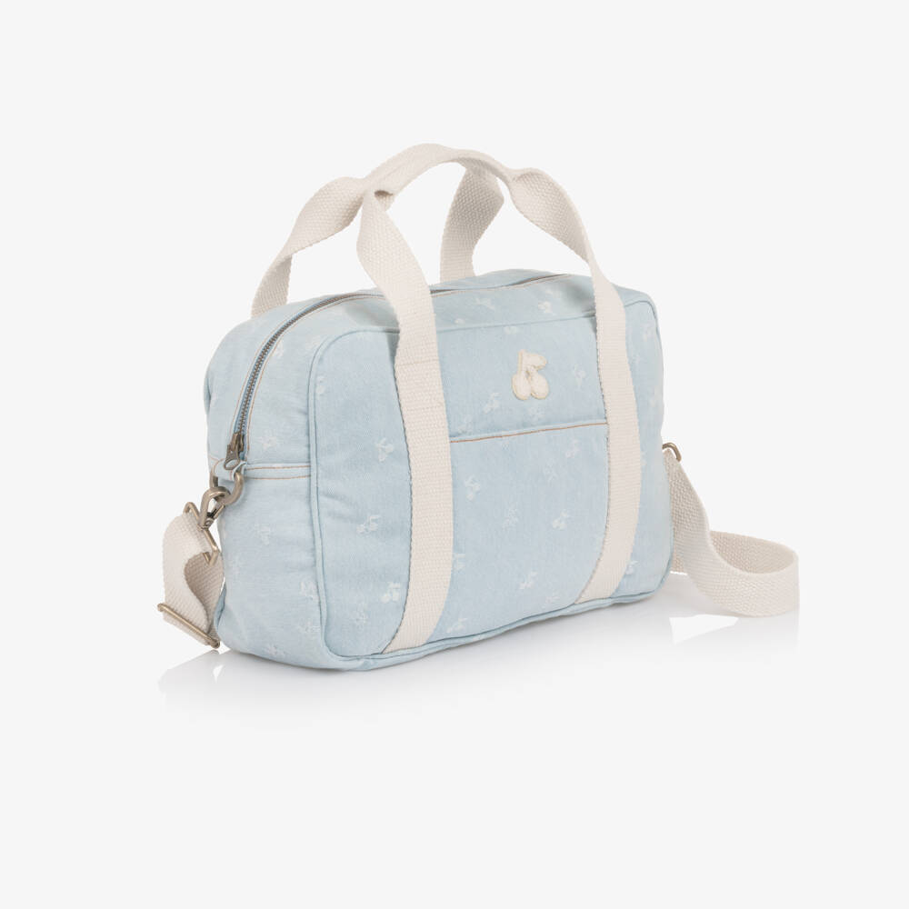 Bonpoint-Girls Light Blue Denim Cherry Bag (34cm) | Childrensalon