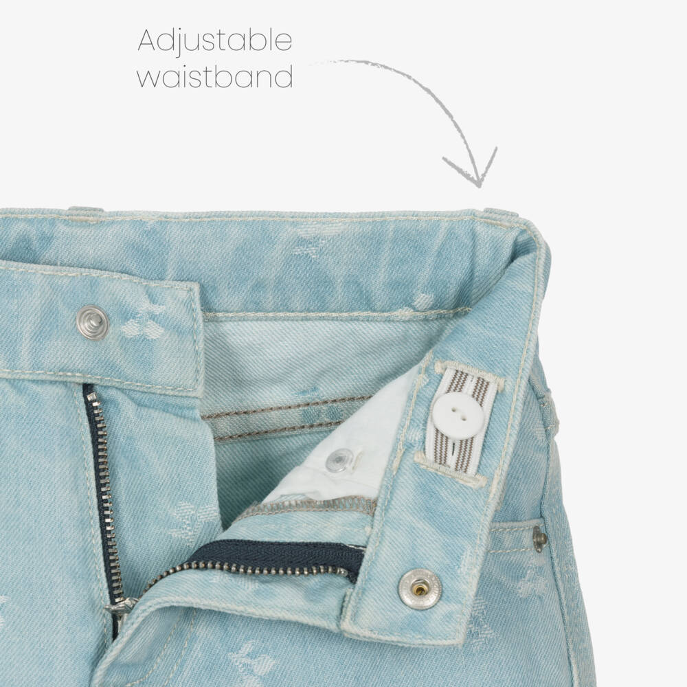 Bonpoint-Girls Light Blue Denim Cherry Pattern Jeans | Childrensalon