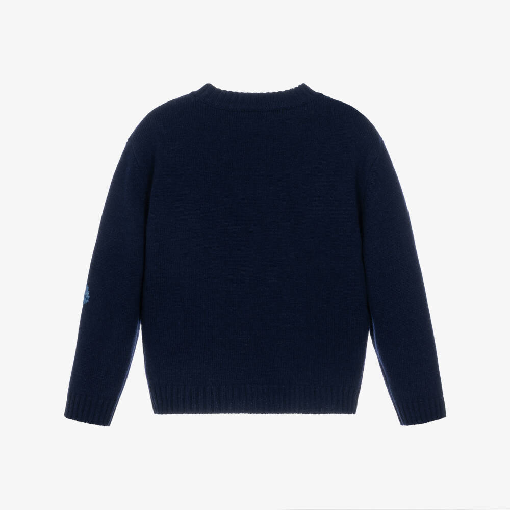 Bonpoint-Girls Navy Blue Sweater with Cherry Design | Childrensalon