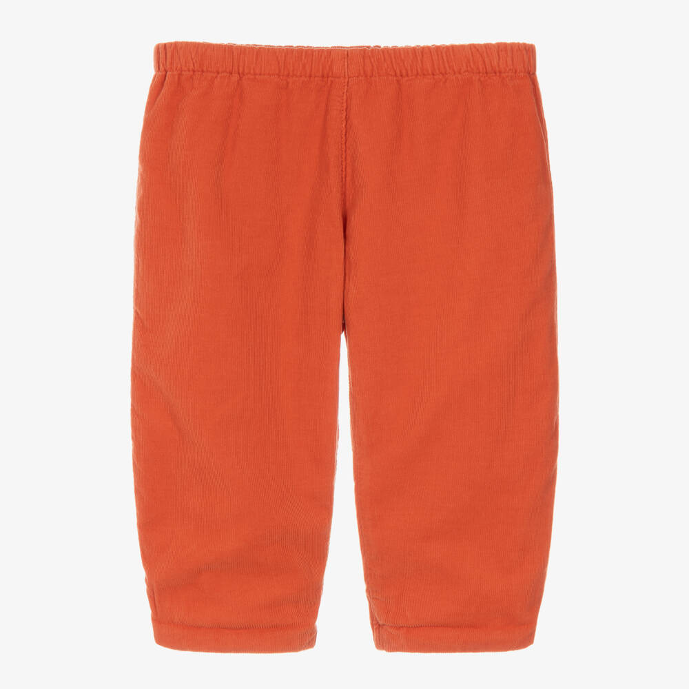 Bonpoint-Girls Orange Needlecord Trousers with Elasticated Waist | Childrensalon
