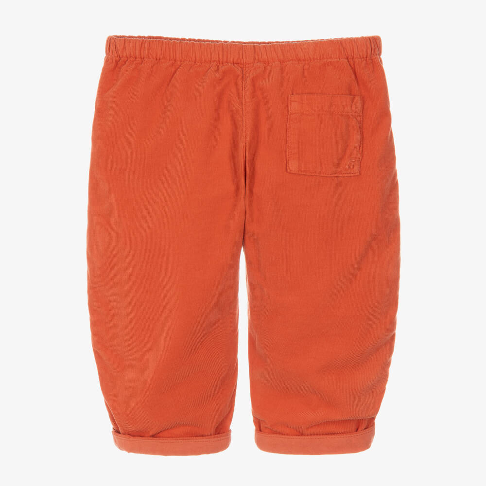 Bonpoint-Girls Orange Needlecord Trousers with Elasticated Waist | Childrensalon