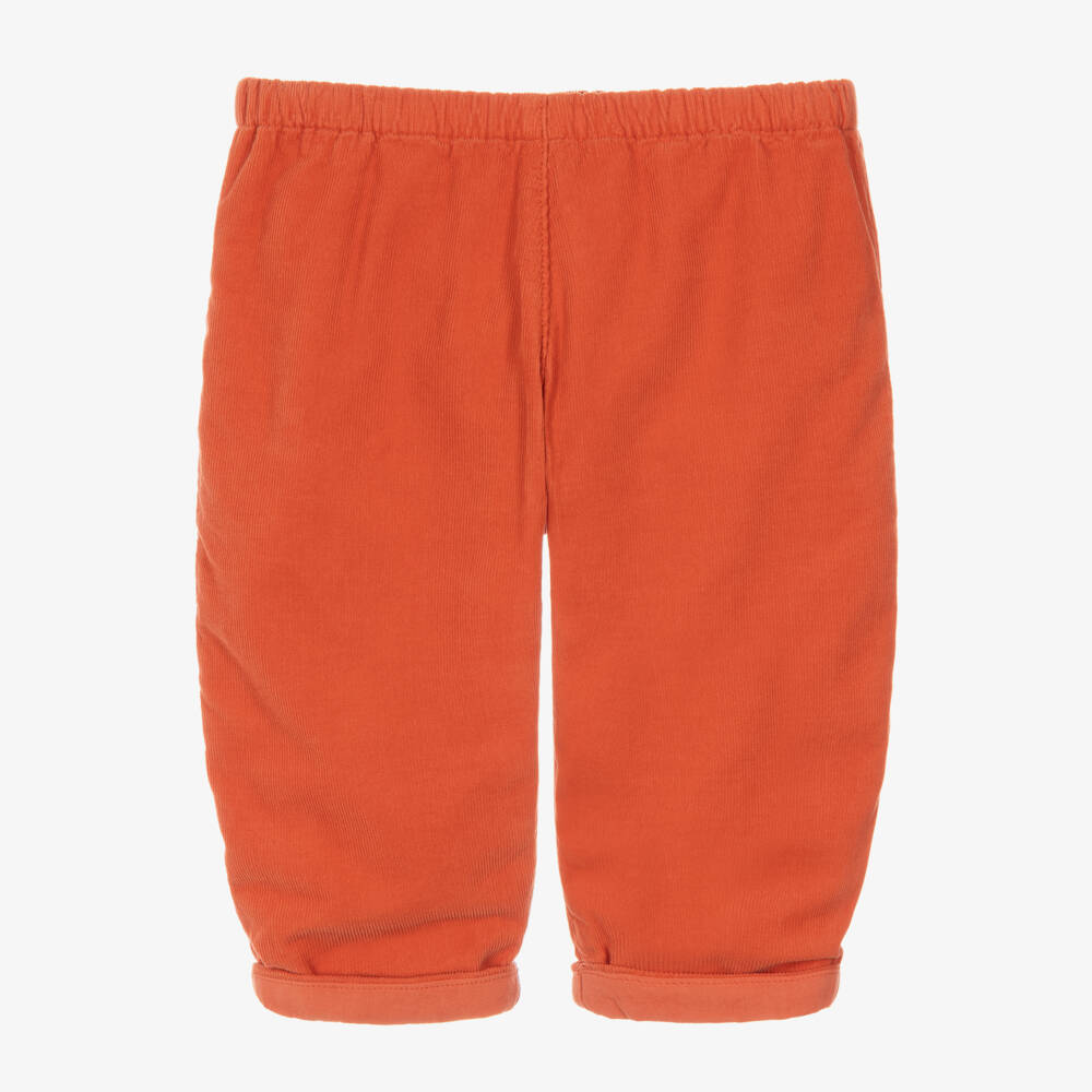 Bonpoint-Girls Orange Needlecord Trousers with Elasticated Waist | Childrensalon
