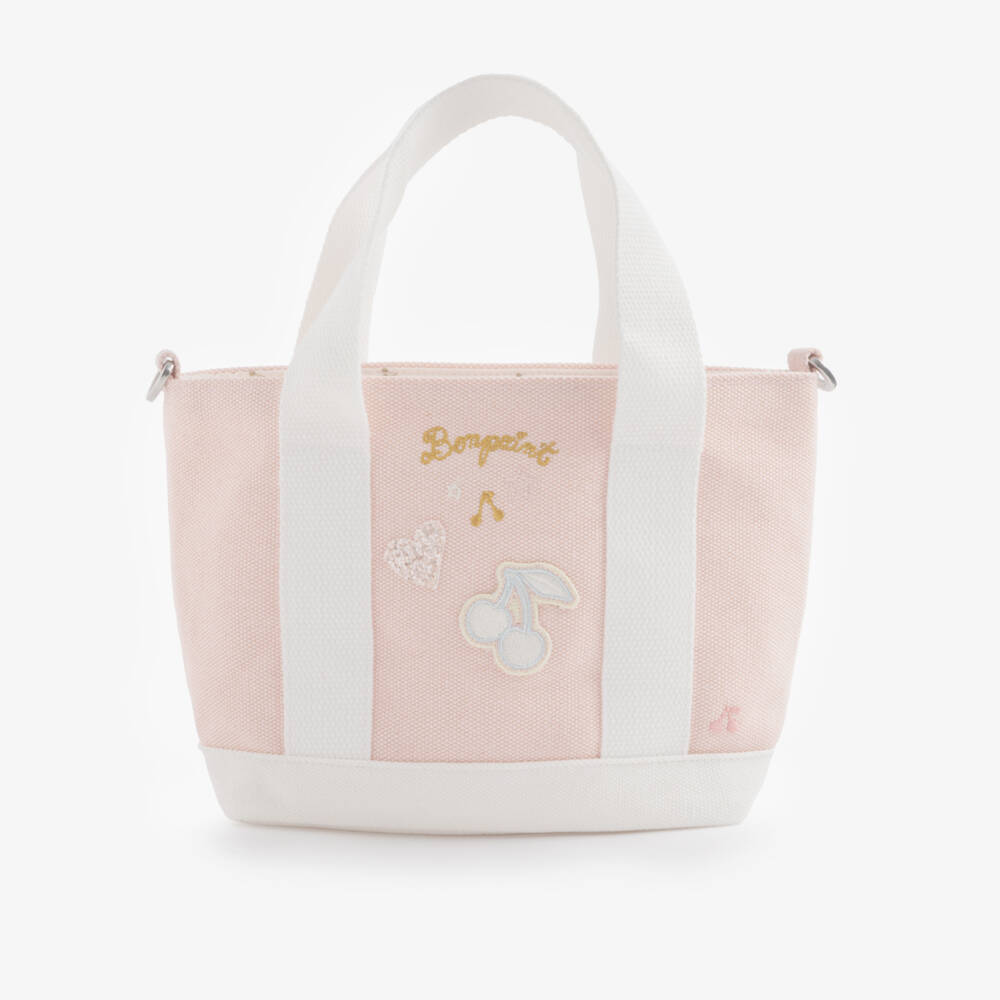 Bonpoint-Girls Pale Pink Canvas Handbag (26cm) | Childrensalon
