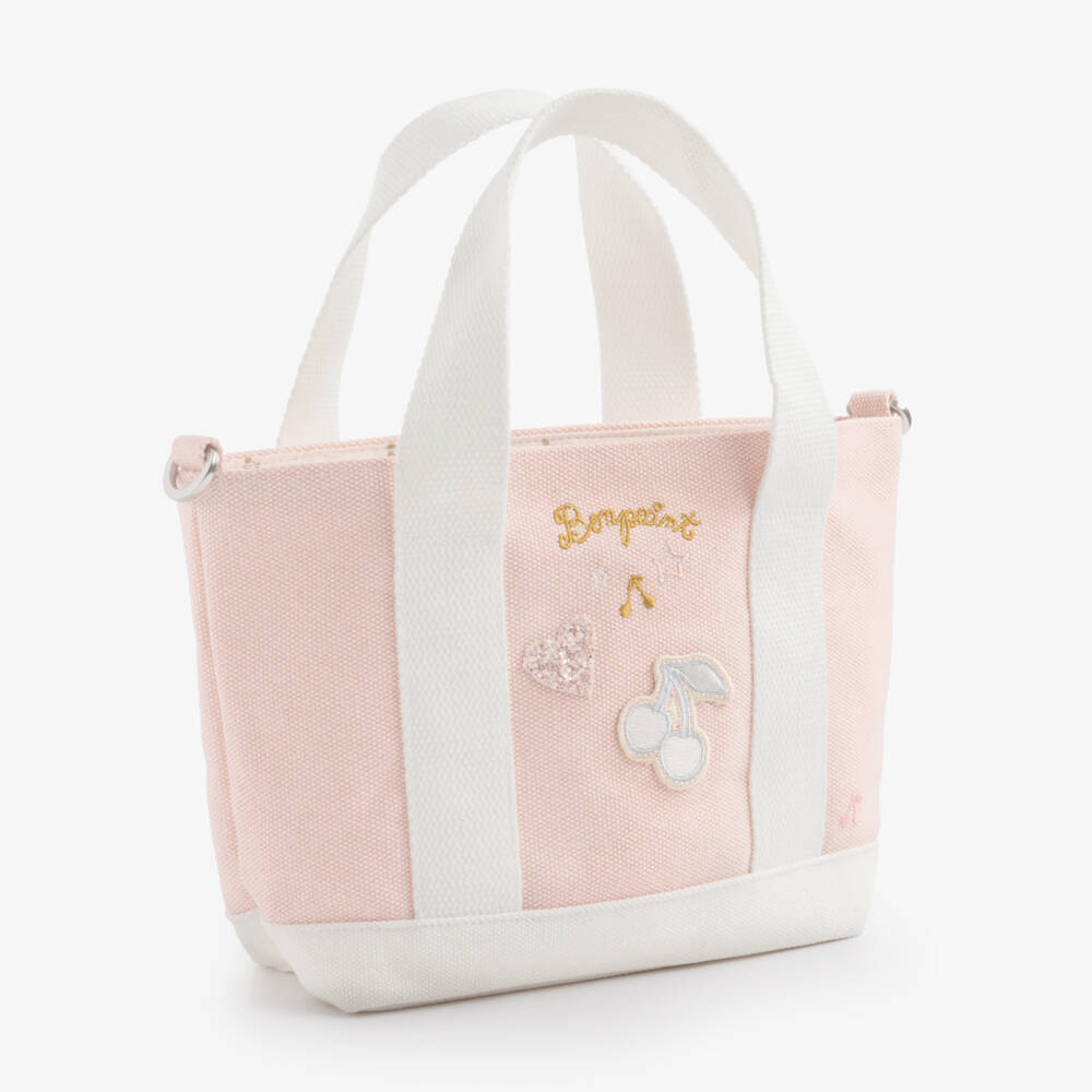 Bonpoint-Girls Pale Pink Canvas Handbag (26cm) | Childrensalon