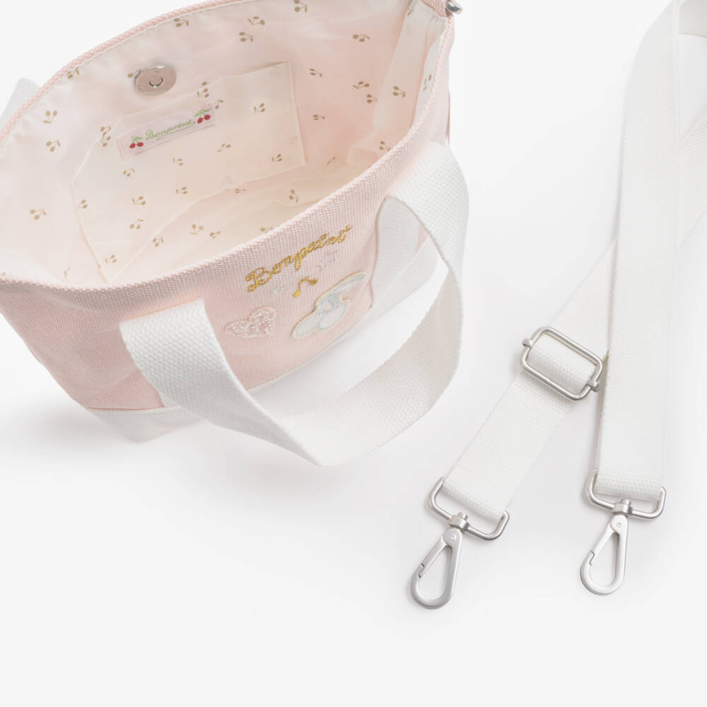 Bonpoint-Girls Pale Pink Canvas Handbag (26cm) | Childrensalon
