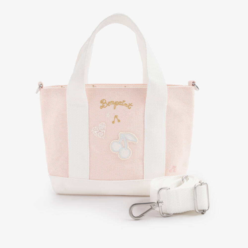 Bonpoint-Girls Pale Pink Canvas Handbag (26cm) | Childrensalon