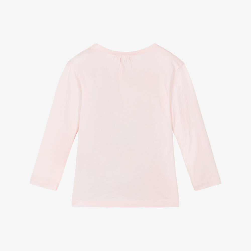 Bonpoint-Girls Pale Pink Cotton Jersey Top with Horse Print | Childrensalon